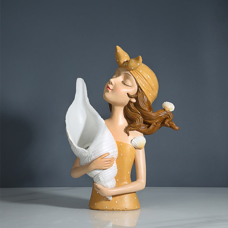 Resin Nordic Bouquet Girl Ornament