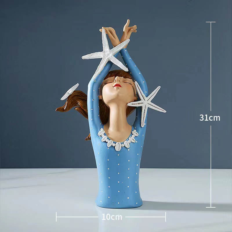 Resin Nordic Bouquet Girl Ornament