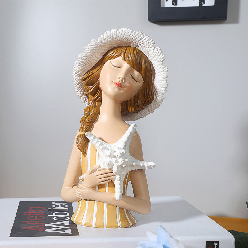 Resin Nordic Bouquet Girl Ornament